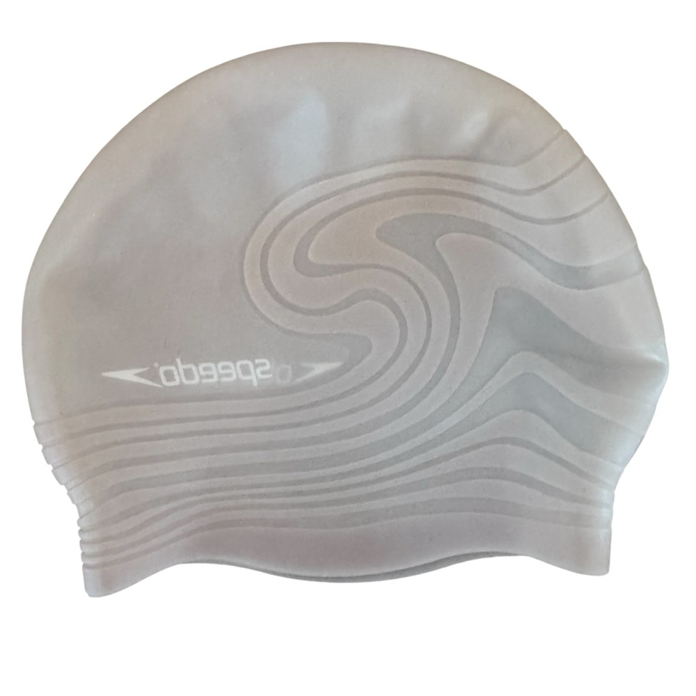 Speedo Silicone Swim Cap – Beige, Wave Texture